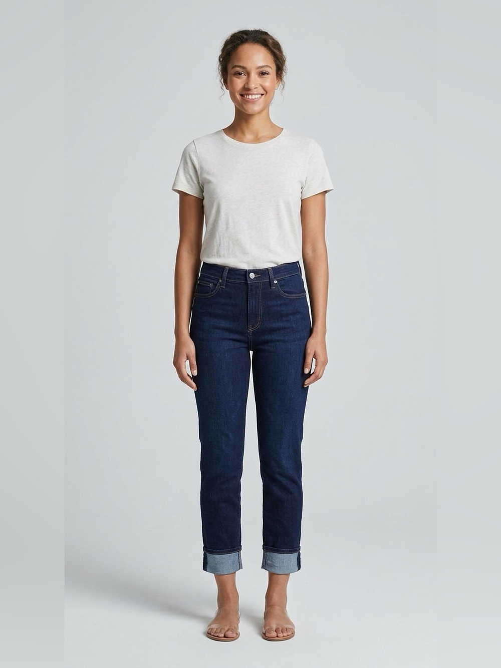 Cropped Ankle Jeans in Dark Indigo